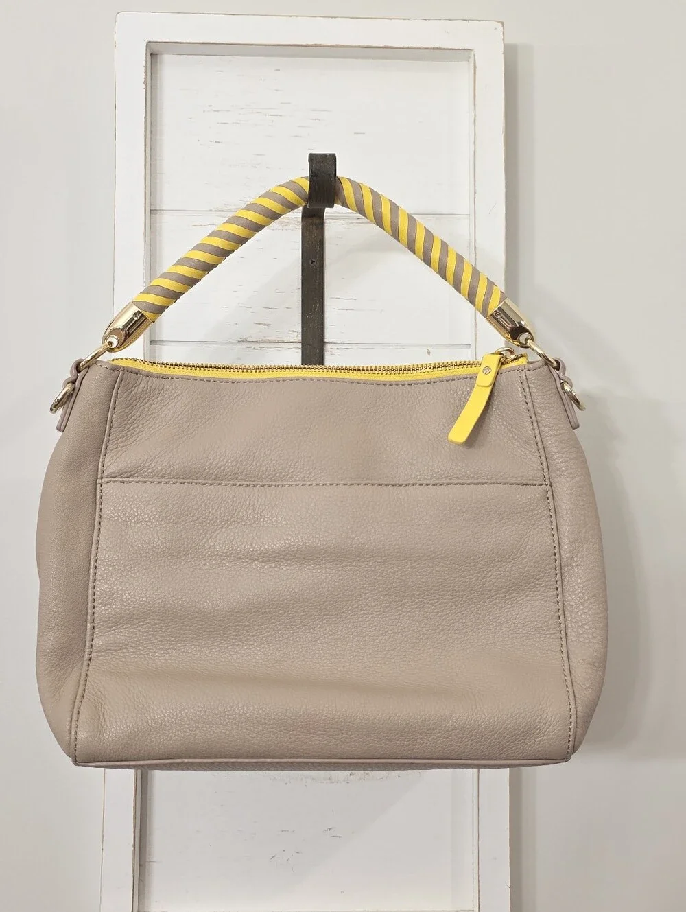 Rare Kate Spade Woods Drive Small Harris Leather bag Almondine/Sunshine